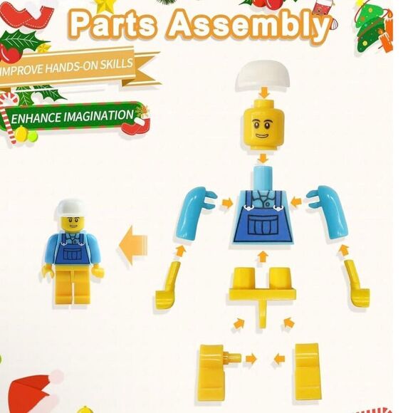 Christmas 24 Days Building Blocks Figure Advent Calendar Different Mini New - Picture 4 of 5